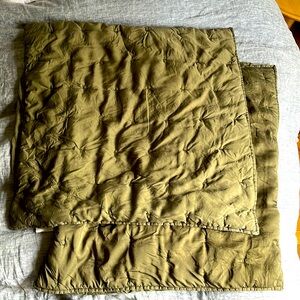 Set of 2 Dark Olive West Elm Tencel Euro Shams